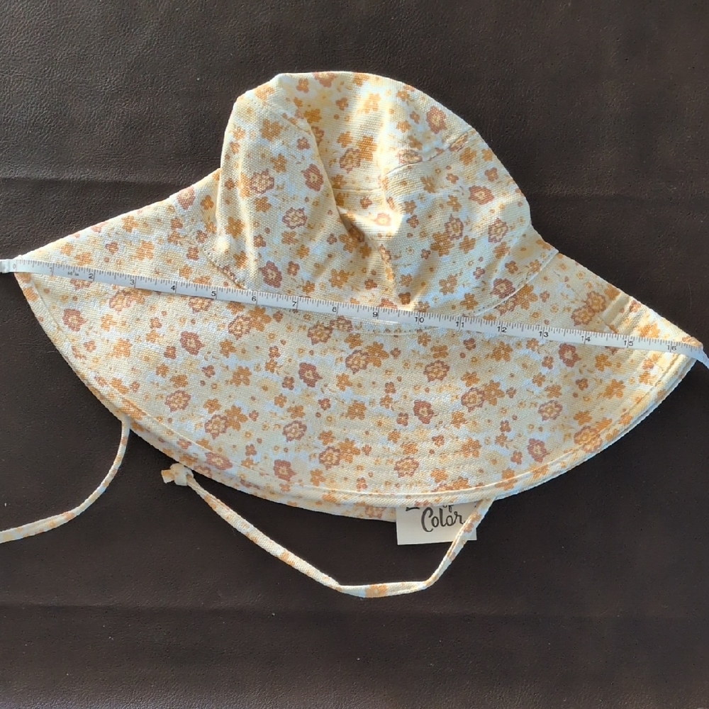 Lack Of Color Floral Wide Brim Bucket Hat in Cream and Orange - Picture 5 of 7